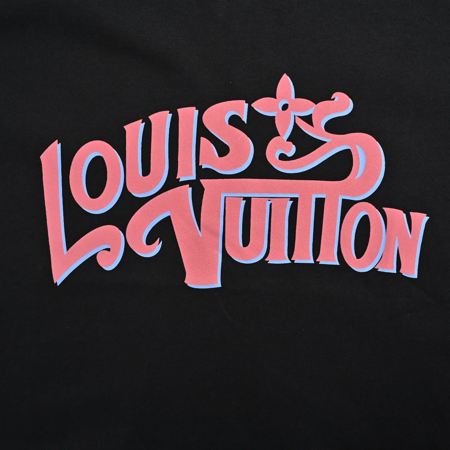 Louis Vuitton/Louis Vuitton pink graffiti 3D letter short sleeves